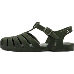 imageMelissa Possession Jelly Sandal for Women  The Original Jelly Shoe Fishermans Sandal with Adjustable Strap and Side BuckleGreen Flocked