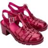 imageMelissa Possession Heel Fashion Sandals for Women  Iconic Fisherman Style with Medium Block Heel  Adjustable Buckle for Comfort  100 PVC UpperInsoleSole  Bubblegum ScentGlitter Pink