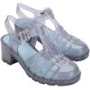 imageMelissa Possession Heel Fashion Sandals for Women  Iconic Fisherman Style with Medium Block Heel  Adjustable Buckle for Comfort  100 PVC UpperInsoleSole  Bubblegum ScentGlitter Clear