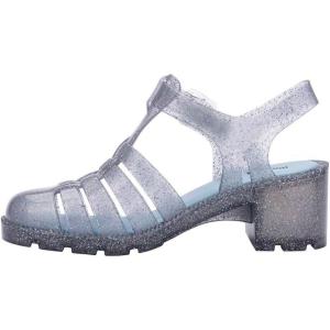imageMelissa Possession Heel Fashion Sandals for Women  Iconic Fisherman Style with Medium Block Heel  Adjustable Buckle for Comfort  100 PVC UpperInsoleSole  Bubblegum ScentGlitter Clear