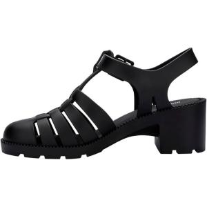imageMelissa Possession Heel Fashion Sandals for Women  Iconic Fisherman Style with Medium Block Heel  Adjustable Buckle for Comfort  100 PVC UpperInsoleSole  Bubblegum ScentBlack