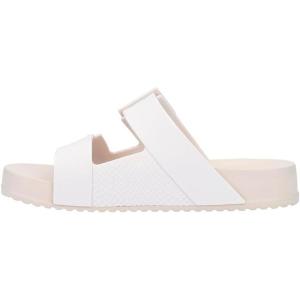 imageMelissa Cozy Connection Slide  Womens Fashion Sandals with Snakeskin Textural Pattern Adjustable Buckle  Lightweight EVA Lug Sole  Stylish and Comfortable SlidesBeigeWhite