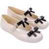 imageMelissa Soft Ballerina Collection  Seasonless Flats for Women  Classic Ballet Style with Adjustable Strap  LightasAir PVC Construction  Soft Foam Insole  Bubblegum ScentBow  BeigeBlack