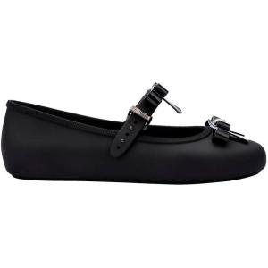 imageMelissa Soft Ballerina Collection  Seasonless Flats for Women  Classic Ballet Style with Adjustable Strap  LightasAir PVC Construction  Soft Foam Insole  Bubblegum ScentBow  Black