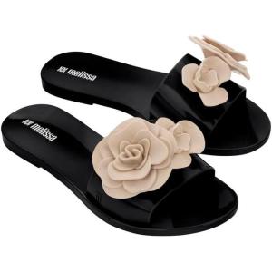 image:imageMelissa Babe Petals SlipOn Jelly Slides for WomenBlackBeige