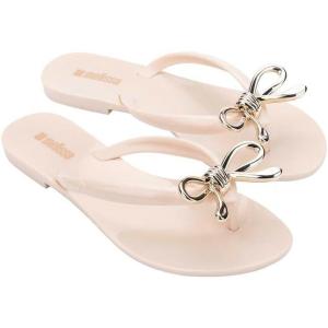 image:imageMelissa Harmonic Eclipse Womens Fashion Sandals  Dressy Flip Flops with Metallic Bow  Lightweight PVC Flexible Design  Summer Sandals for Women Flat amp FlexibleIris  BeigeGold