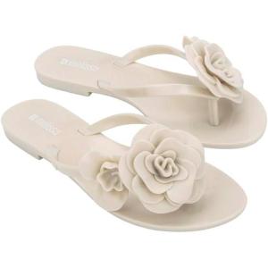image:imageMelissa Harmonic Petals Jelly Flip Flops with Floral Applique for WomenBeige
