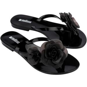image:imageMelissa Harmonic Petals Jelly Flip Flops with Floral Applique for WomenBlack