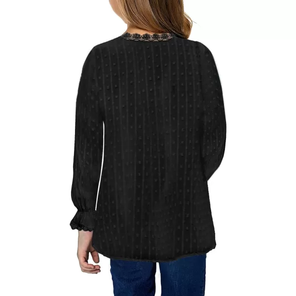 Dokotoo Girls Cute Long Sleeve V Neck Chiffon Blouses Loose Soft Casual Shirts Tops