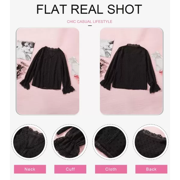 Dokotoo Girls Cute Long Sleeve V Neck Chiffon Blouses Loose Soft Casual Shirts Tops