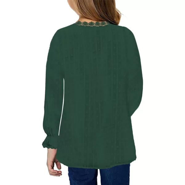 Dokotoo Girls Cute Long Sleeve V Neck Chiffon Blouses Loose Soft Casual Shirts Tops