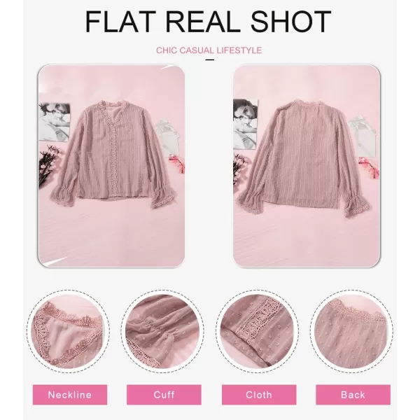 Dokotoo Girls Cute Long Sleeve V Neck Chiffon Blouses Loose Soft Casual Shirts Tops