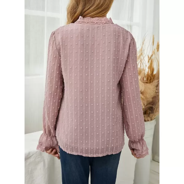 Dokotoo Girls Cute Long Sleeve V Neck Chiffon Blouses Loose Soft Casual Shirts Tops