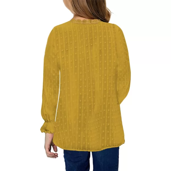 Dokotoo Girls Cute Long Sleeve V Neck Chiffon Blouses Loose Soft Casual Shirts Tops