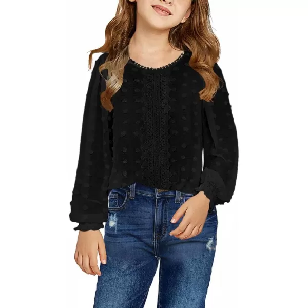 Dokotoo Girls Cute Long Sleeve V Neck Chiffon Blouses Loose Soft Casual Shirts Tops