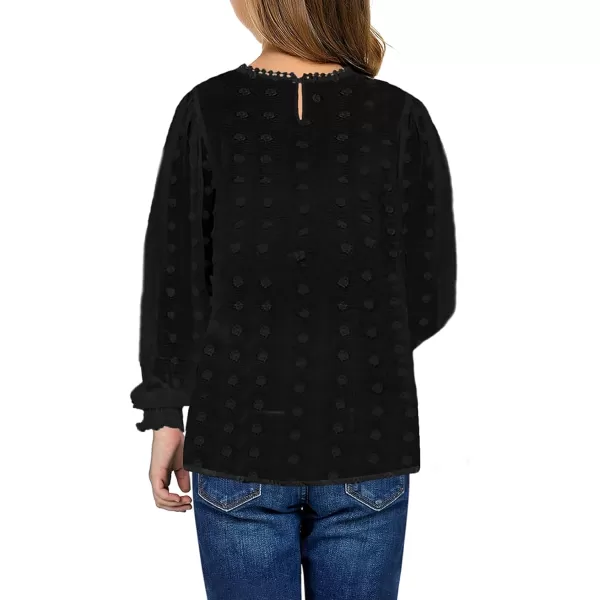Dokotoo Girls Cute Long Sleeve V Neck Chiffon Blouses Loose Soft Casual Shirts Tops