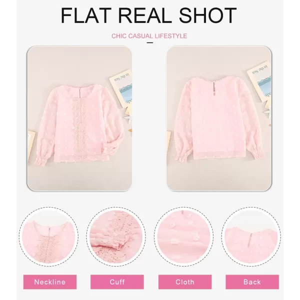 Dokotoo Girls Cute Long Sleeve V Neck Chiffon Blouses Loose Soft Casual Shirts Tops