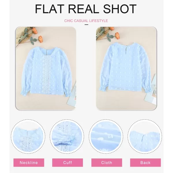 Dokotoo Girls Cute Long Sleeve V Neck Chiffon Blouses Loose Soft Casual Shirts Tops