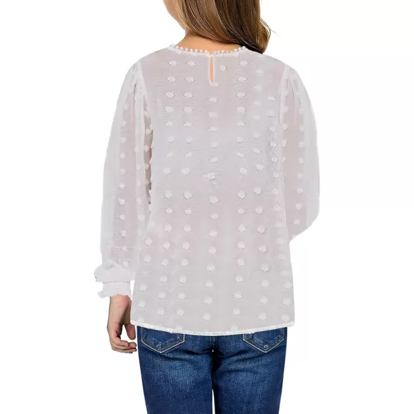 Dokotoo Girls Cute Long Sleeve V Neck Chiffon Blouses Loose Soft Casual Shirts Tops
