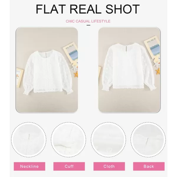 Dokotoo Girls Cute Long Sleeve V Neck Chiffon Blouses Loose Soft Casual Shirts Tops