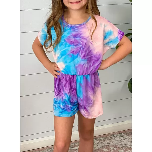 Dokotoo Girls Summer Crew Neck Romper Sleeveless Stretchy Short Jumpsuit Pants with Side Pockets