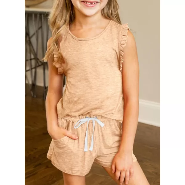 Dokotoo Girls Summer T-Shirt and Shorts Set with Side Pockets