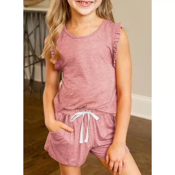 Dokotoo Girls Summer T-Shirt and Shorts Set with Side Pockets