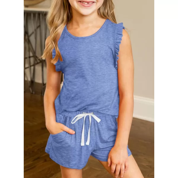 Dokotoo Girls Summer T-Shirt and Shorts Set with Side Pockets