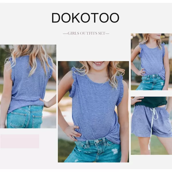 Dokotoo Girls Summer T-Shirt and Shorts Set with Side Pockets