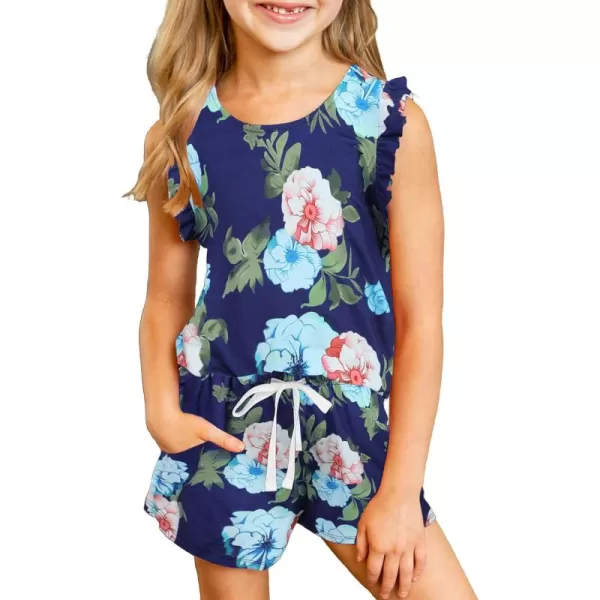 Dokotoo Girls Summer T-Shirt and Shorts Set with Side Pockets