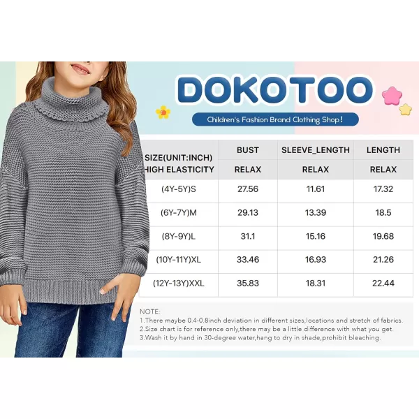 Dokotoo Girls Turtleneck Sweaters Kids Long Sleeve Chunky Knit Pullover Sweater Tops
