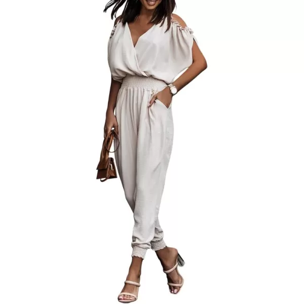 Dokotoo Jumpsuit for Womens Dressy Casual 2023 One Piece Romper Cold Shoulder Outfits for Summer