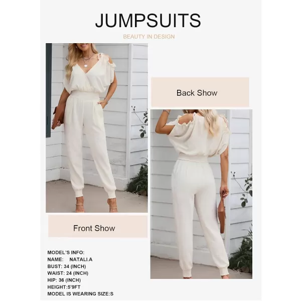 Dokotoo Jumpsuit for Womens Dressy Casual 2023 One Piece Romper Cold Shoulder Outfits for Summer