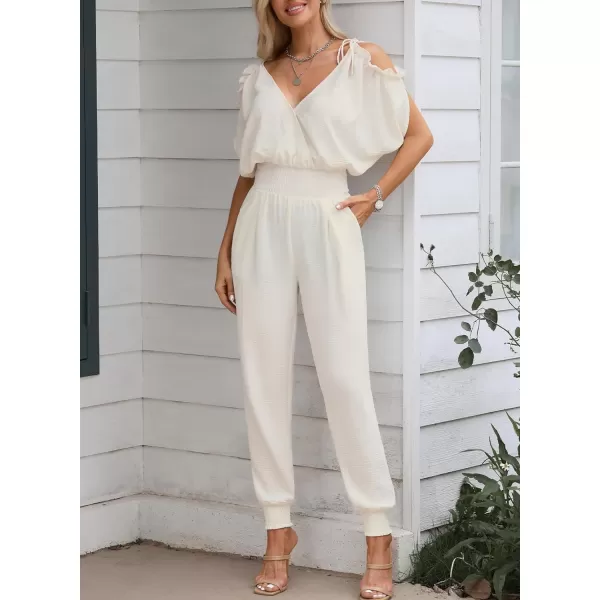 Dokotoo Jumpsuit for Womens Dressy Casual 2023 One Piece Romper Cold Shoulder Outfits for Summer