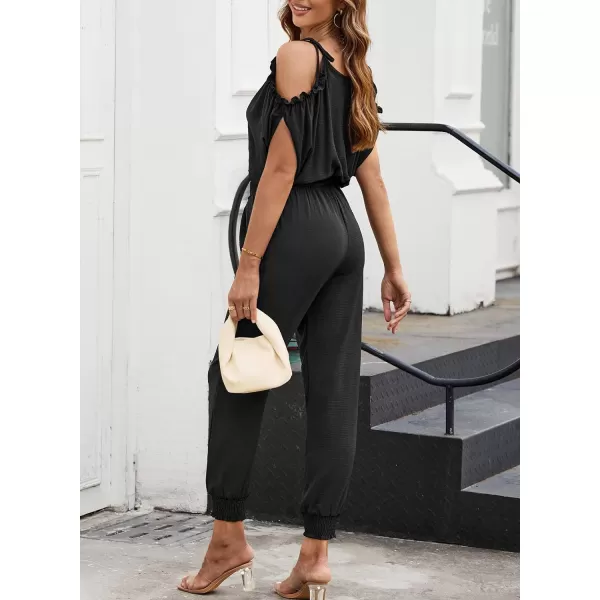 Dokotoo Jumpsuit for Womens Dressy Casual 2023 One Piece Romper Cold Shoulder Outfits for Summer