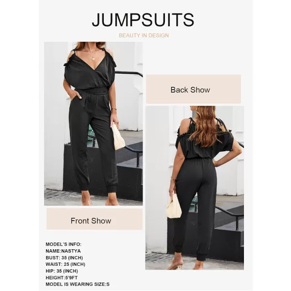 Dokotoo Jumpsuit for Womens Dressy Casual 2023 One Piece Romper Cold Shoulder Outfits for Summer