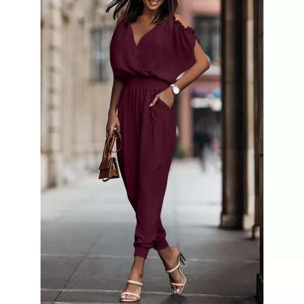 Dokotoo Jumpsuit for Womens Dressy Casual 2023 One Piece Romper Cold Shoulder Outfits for Summer