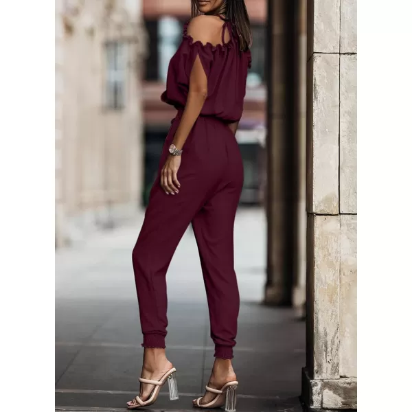 Dokotoo Jumpsuit for Womens Dressy Casual 2023 One Piece Romper Cold Shoulder Outfits for Summer