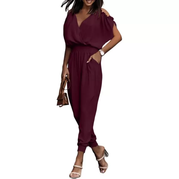 Dokotoo Jumpsuit for Womens Dressy Casual 2023 One Piece Romper Cold Shoulder Outfits for Summer