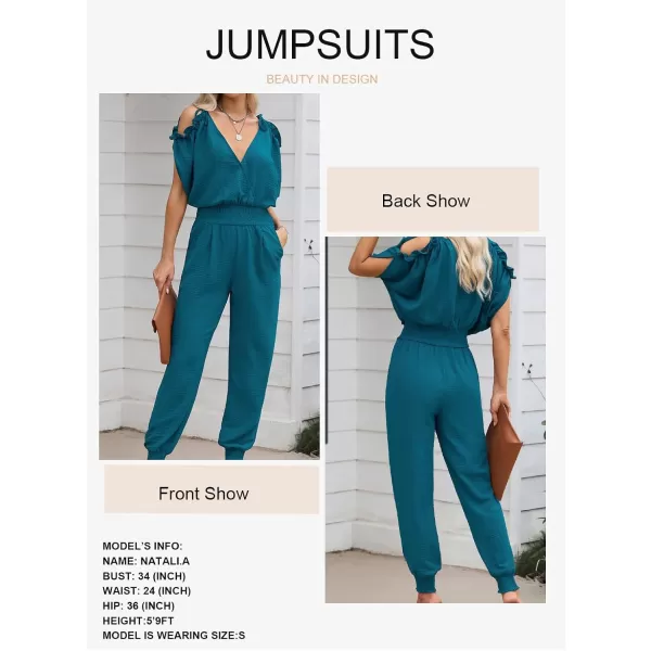 Dokotoo Jumpsuit for Womens Dressy Casual 2023 One Piece Romper Cold Shoulder Outfits for Summer