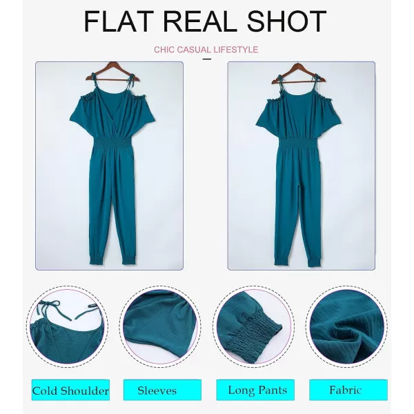 Dokotoo Jumpsuit for Womens Dressy Casual 2023 One Piece Romper Cold Shoulder Outfits for Summer