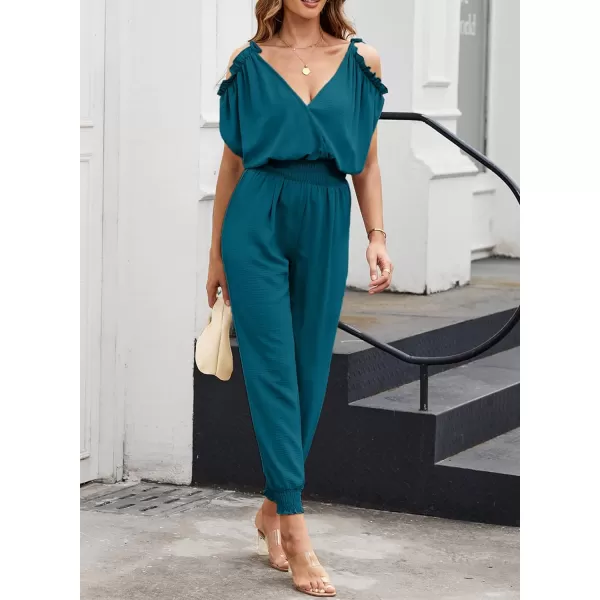 Dokotoo Jumpsuit for Womens Dressy Casual 2023 One Piece Romper Cold Shoulder Outfits for Summer