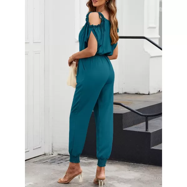 Dokotoo Jumpsuit for Womens Dressy Casual 2023 One Piece Romper Cold Shoulder Outfits for Summer