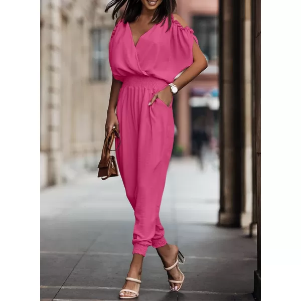 Dokotoo Jumpsuit for Womens Dressy Casual 2023 One Piece Romper Cold Shoulder Outfits for Summer