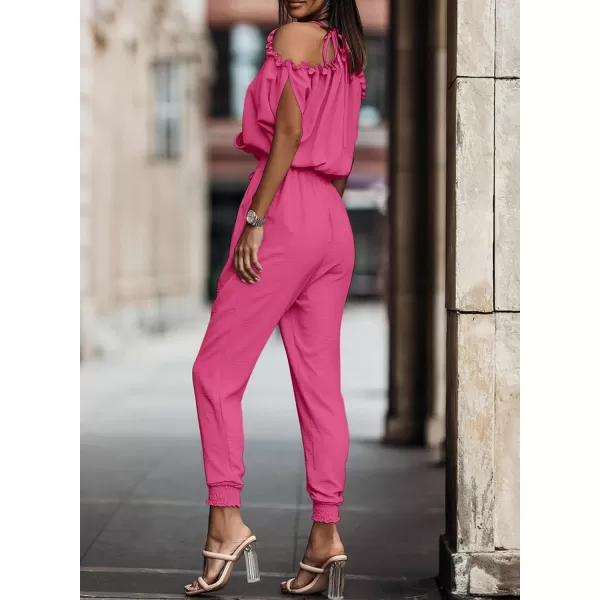 Dokotoo Jumpsuit for Womens Dressy Casual 2023 One Piece Romper Cold Shoulder Outfits for Summer