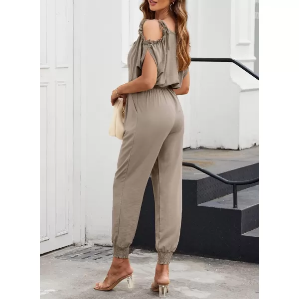 Dokotoo Jumpsuit for Womens Dressy Casual 2023 One Piece Romper Cold Shoulder Outfits for Summer