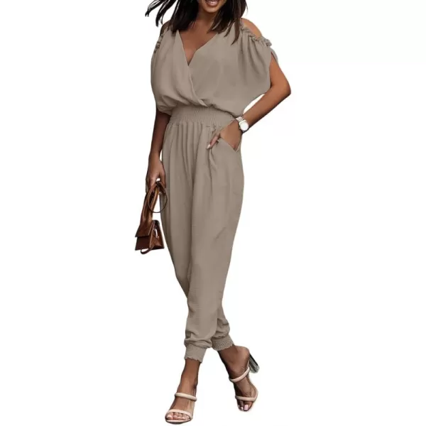 Dokotoo Jumpsuit for Womens Dressy Casual 2023 One Piece Romper Cold Shoulder Outfits for Summer