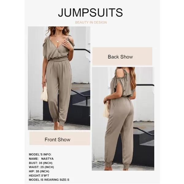 Dokotoo Jumpsuit for Womens Dressy Casual 2023 One Piece Romper Cold Shoulder Outfits for Summer