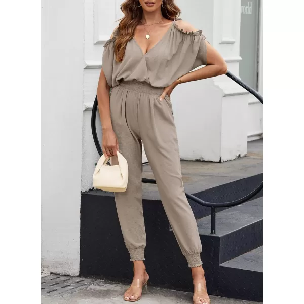 Dokotoo Jumpsuit for Womens Dressy Casual 2023 One Piece Romper Cold Shoulder Outfits for Summer