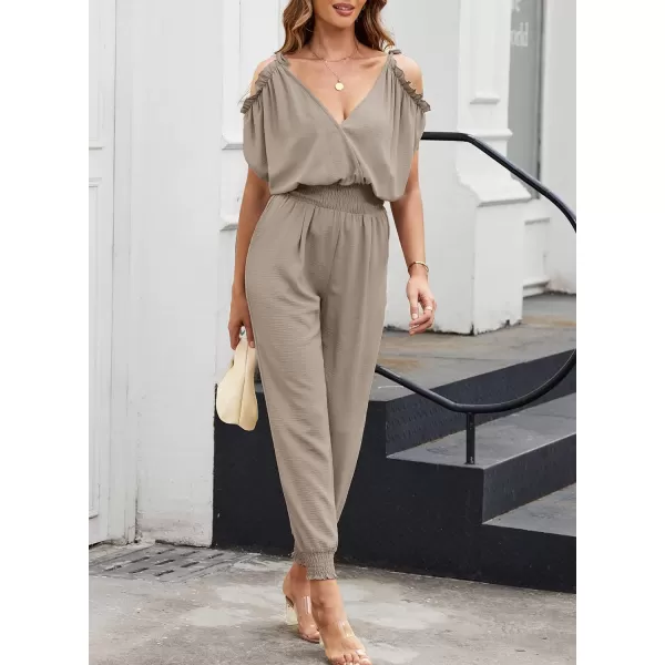 Dokotoo Jumpsuit for Womens Dressy Casual 2023 One Piece Romper Cold Shoulder Outfits for Summer